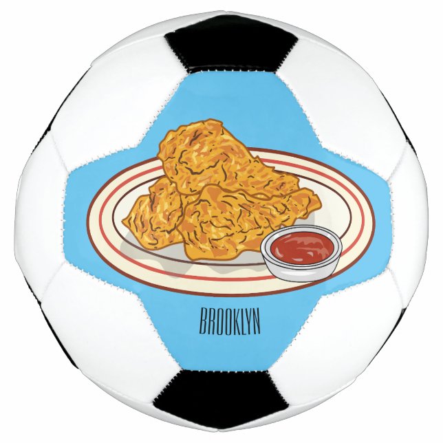 Fried chicken cartoon illustration football (Front)