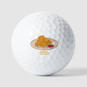 Fried chicken cartoon illustration golf balls