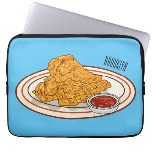 Fried chicken cartoon illustration laptop sleeve
