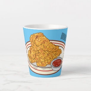 Fried chicken cartoon illustration latte mug