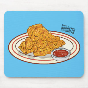 Fried chicken cartoon illustration mouse mat