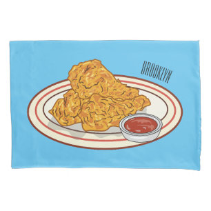 Fried chicken cartoon illustration pillowcase