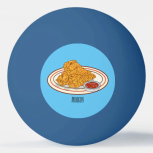 Fried chicken cartoon illustration ping pong ball