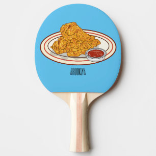 Fried chicken cartoon illustration ping pong paddle