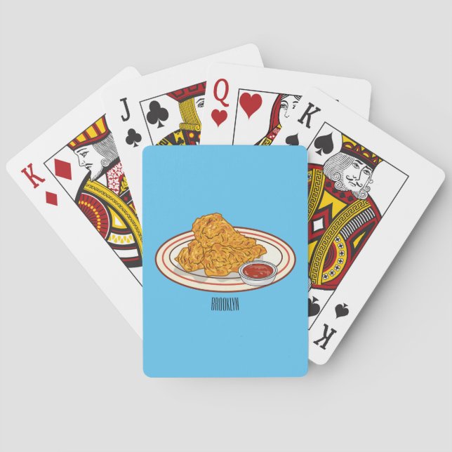 Fried chicken cartoon illustration playing cards (Back)