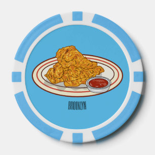 Fried chicken cartoon illustration poker chips