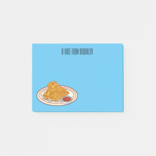 Fried chicken cartoon illustration post-it notes
