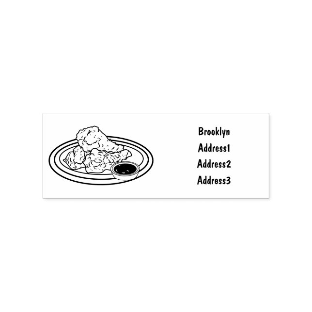 Fried chicken cartoon illustration rubber stamp (Imprint)