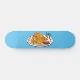 Fried chicken cartoon illustration skateboard