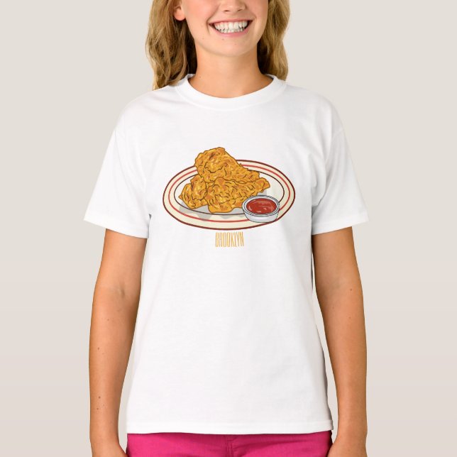 Fried chicken cartoon illustration T-Shirt (Front)
