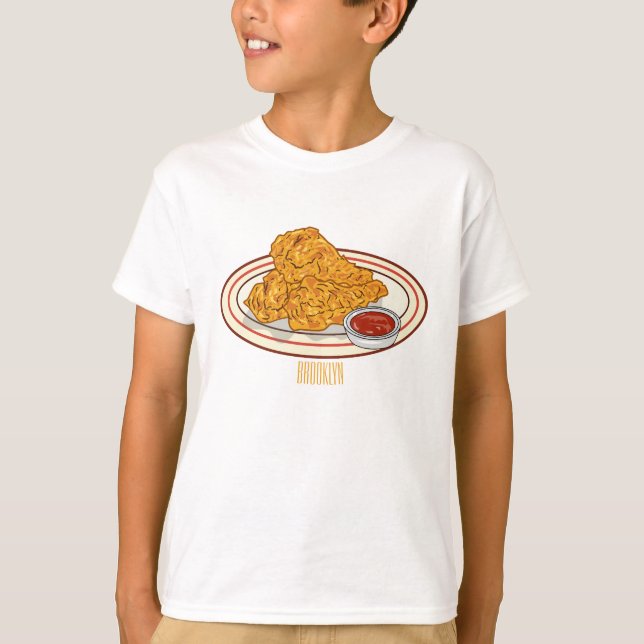 Fried chicken cartoon illustration T-Shirt (Front)