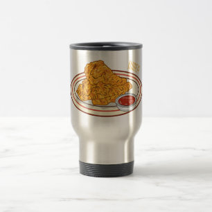 Fried chicken cartoon illustration travel mug