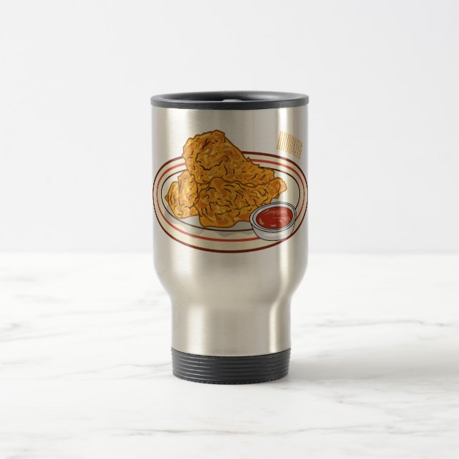 Fried chicken cartoon illustration travel mug (Center)