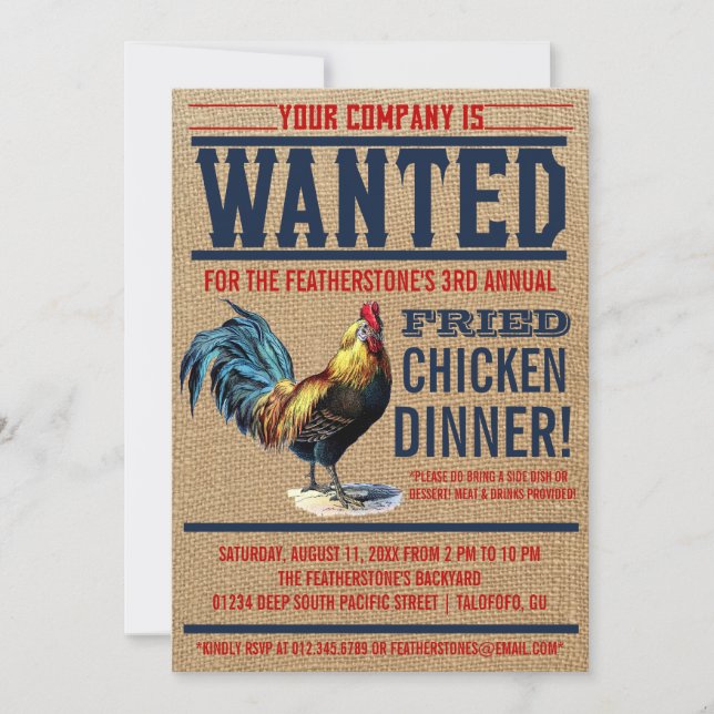Fried Chicken Dinner Party Invitations (Front)