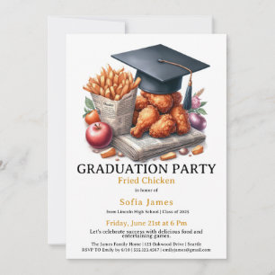 Fried Chicken Graduation Party Celebration Invitation