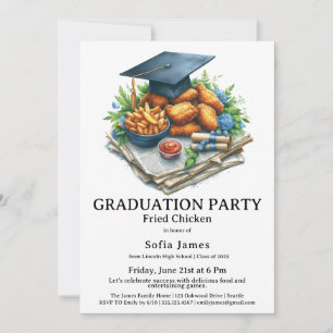 Fried Chicken Graduation Party Celebration Invitation