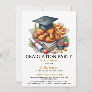 Fried Chicken Graduation Party Celebration Invitation