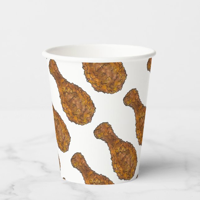 Fried Chicken Leg Drumstick Cookout Restaurant Paper Cups (Front)