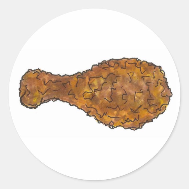 Fried Chicken Leg Drumstick Soul Food Foodie Classic Round Sticker (Front)