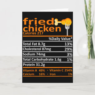 Fried Chicken Nutrition Food Facts Thanksgiving Fu Card