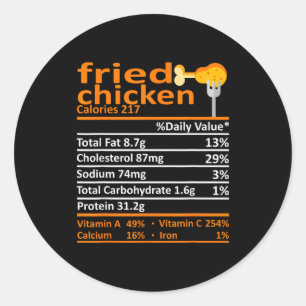 Fried Chicken Nutrition Food Facts Thanksgiving Fu Classic Round Sticker