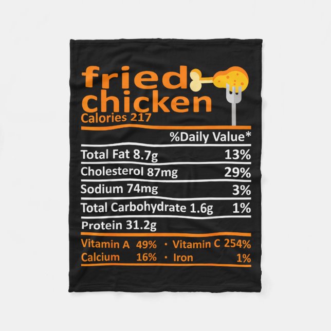 Fried Chicken Nutrition Food Facts Thanksgiving Fu Fleece Blanket (Front)