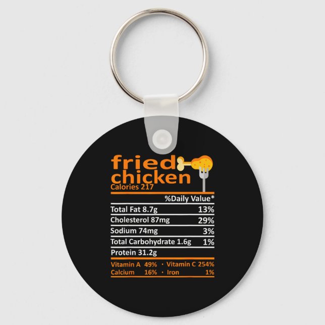 Fried Chicken Nutrition Food Facts Thanksgiving Fu Key Ring (Front)
