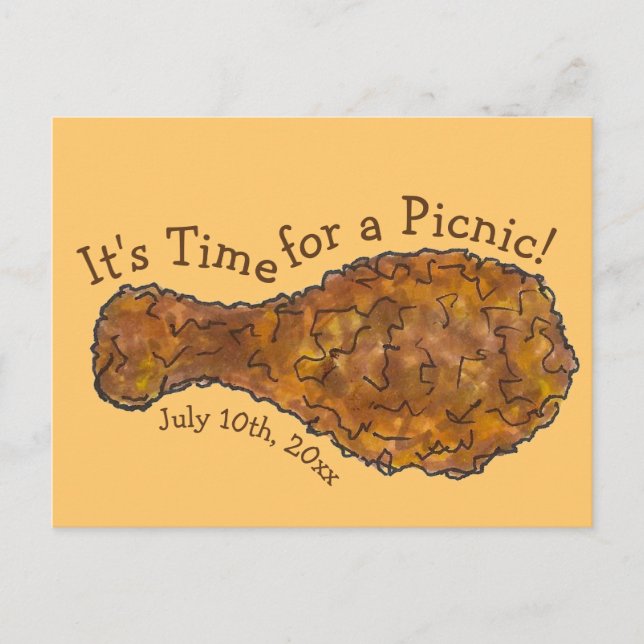 Fried Chicken Picnic Cookout Party Invitation Postcard (Front)