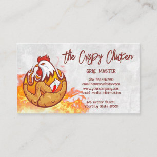 Fried Chicken Restaurant Logo   Flame Business Card