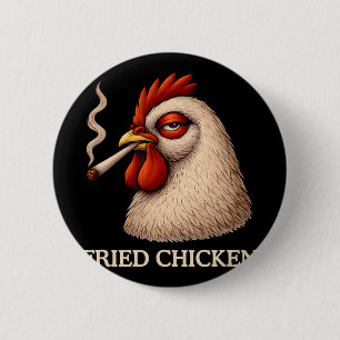 Fried Chicken Smoking Joint Funny Weed Lover 6 Cm Round Badge