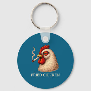 Fried Chicken Smoking Joint Funny Weed Lover Key Ring