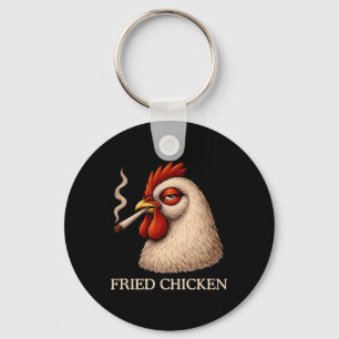 Fried Chicken Smoking Joint Funny Weed Lover Key Ring