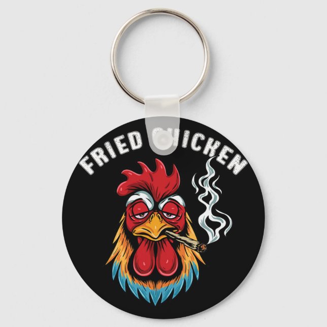 Fried Chicken Smoking Weed Stoner Day  Key Ring (Front)