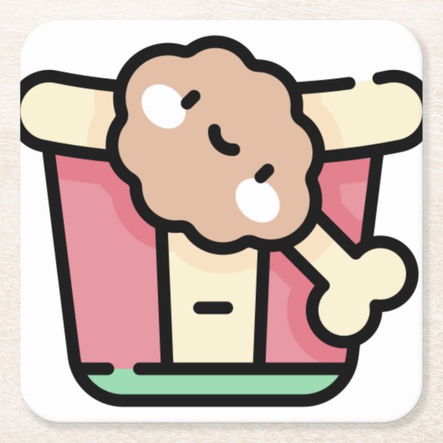 fried chicken square paper coaster (Front)