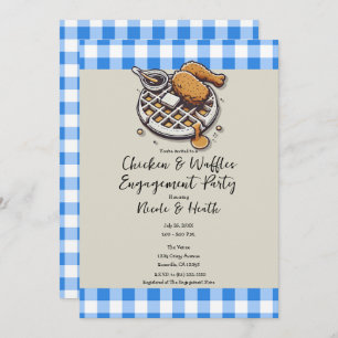 Fried Chicken & Waffles Blue Engagement Party Invitation