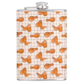 Fried chicken wings on a barbecue grill hip flask