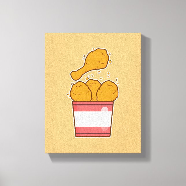 Fried Chicken With Bucket Canvas Print (Front)