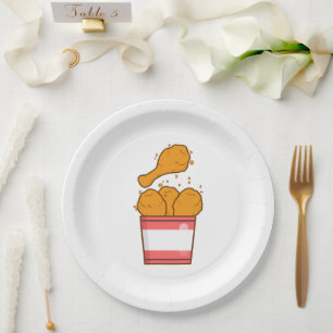 Fried Chicken With Bucket Paper Plate
