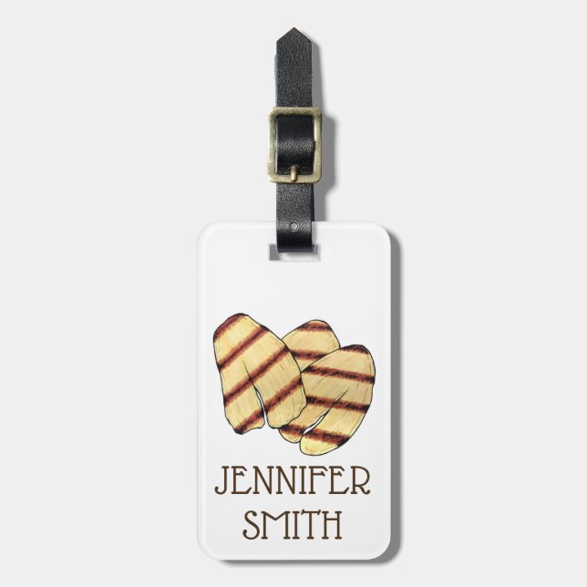 Fried Cypriot Halloumi Grilling Cheese Vegetarian Luggage Tag (Front Vertical)