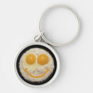 Fried Egg Face Key Ring