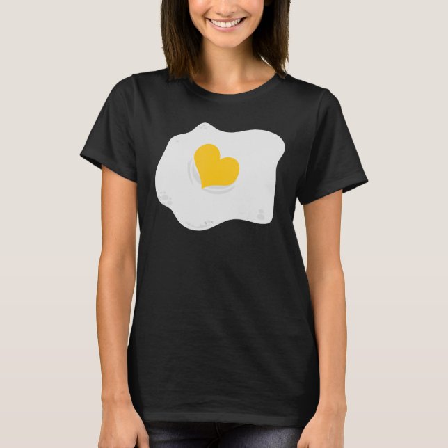 Fried Egg Heart Egg Pun Vegan Breakfast T-Shirt (Front)