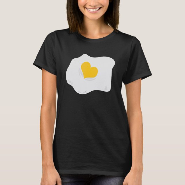 Fried Egg Heart Egg Pun Vegan Breakfast T-Shirt (Front)