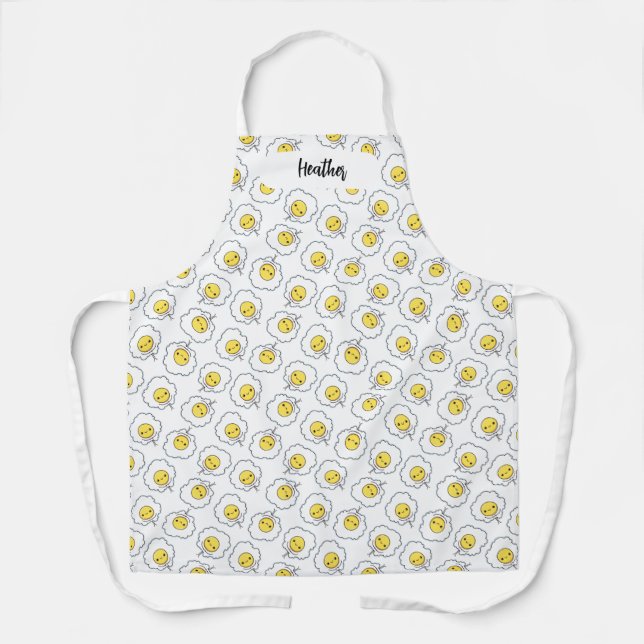 Fried Egg Kawaii Food Pattern Apron (Front)
