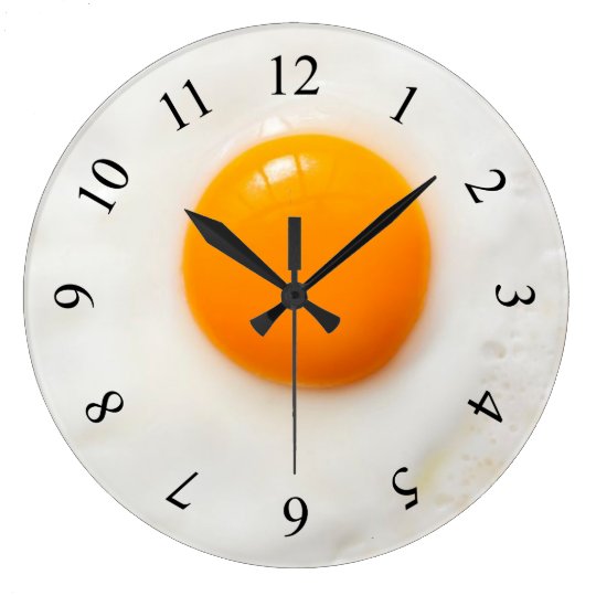 fried egg kitchen Wall Clock Zazzle.co.uk