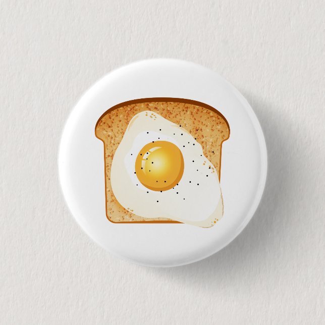 Fried egg on toast 3 cm round badge (Front)