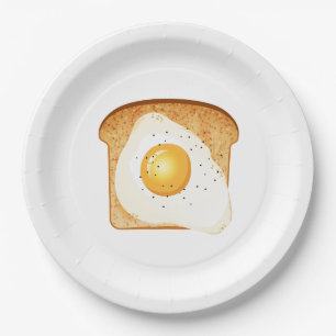 Fried egg on toast paper plate