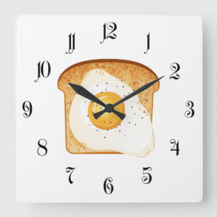 Fried egg on toast square wall clock