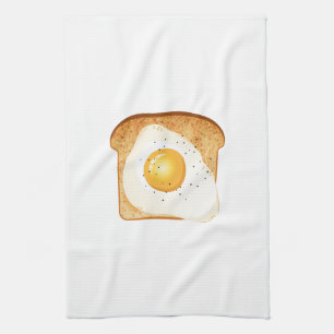 Fried egg on toast tea towel