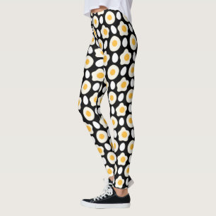 Fried Egg Pattern Breakfast Lovers Daisy Flower Leggings