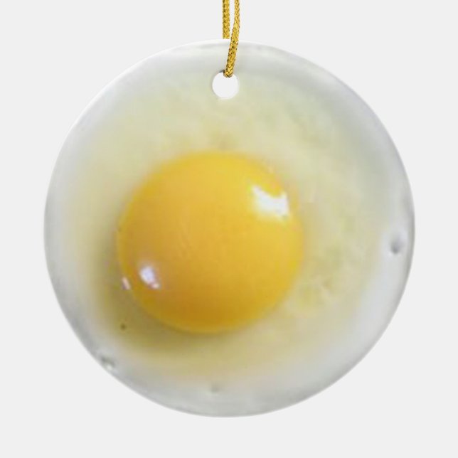 fried egg photo ceramic tree decoration (Front)